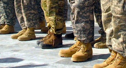 row-of-army-combat-boots